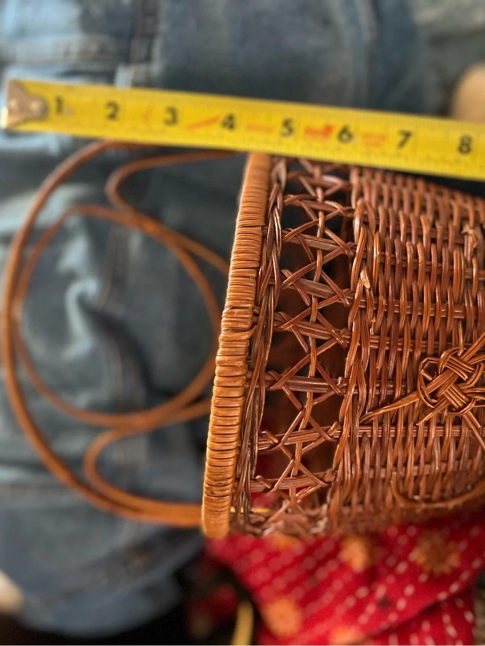 Vintage Brown Wicker Handled Basket